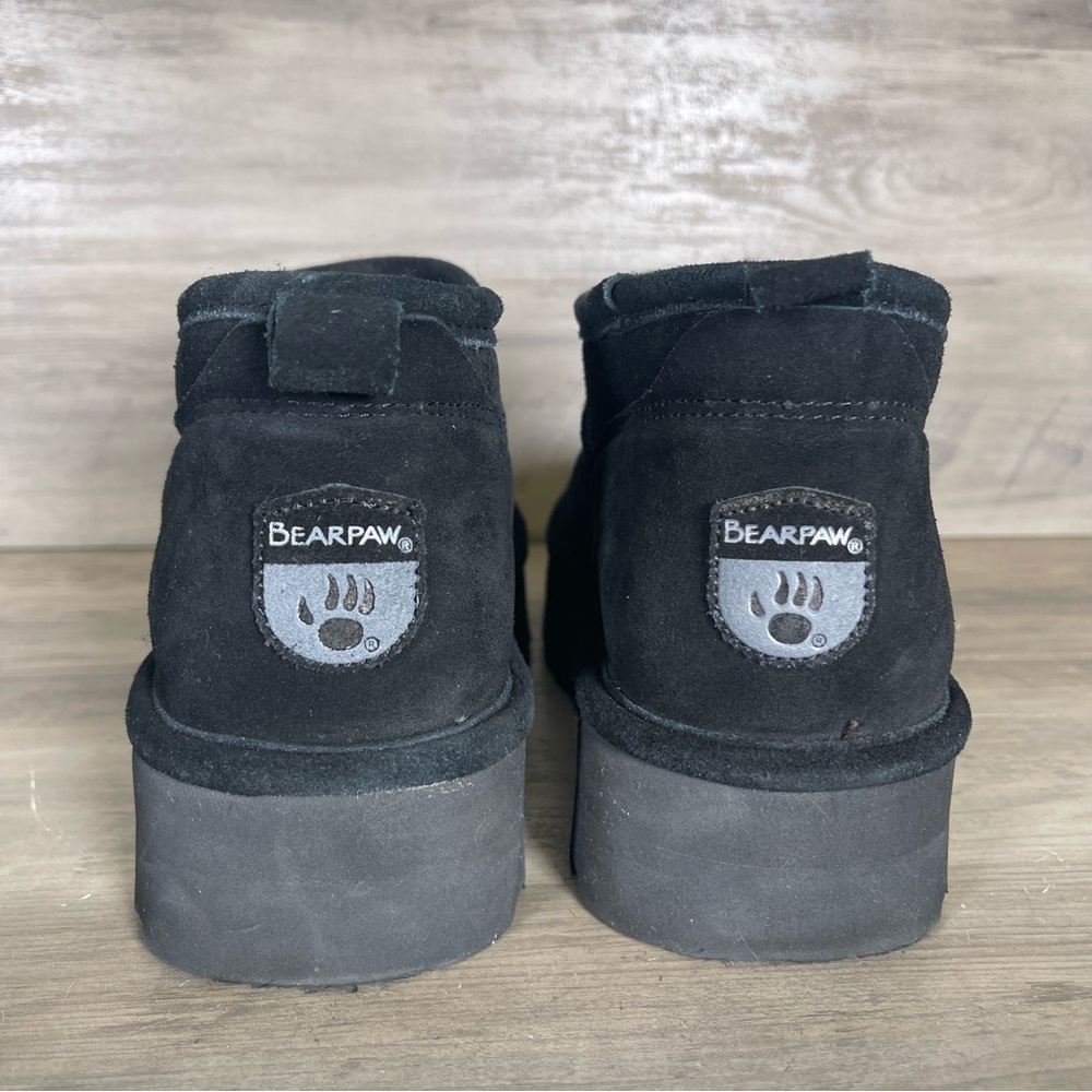Bearpaw Womens‎ 9 Black Retro Platform Super Shorty Suede Pull On Fur Booties - Picture 6 of 13